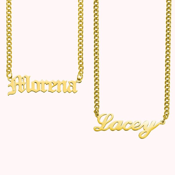 Men's Name Necklace Cuban Chain