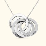 Personalizado Collar de Plata de Ley con 2-5 Anillos Rusos Entrelazados y Nombre Grabado Día de la Madre Cumpleaños Regalo para Familias