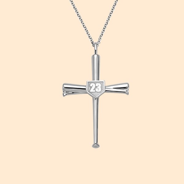 Cross Baseball Bat Number Necklace