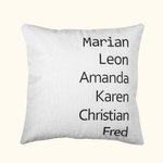 Printed Family Names Throw Pillow Cushion
