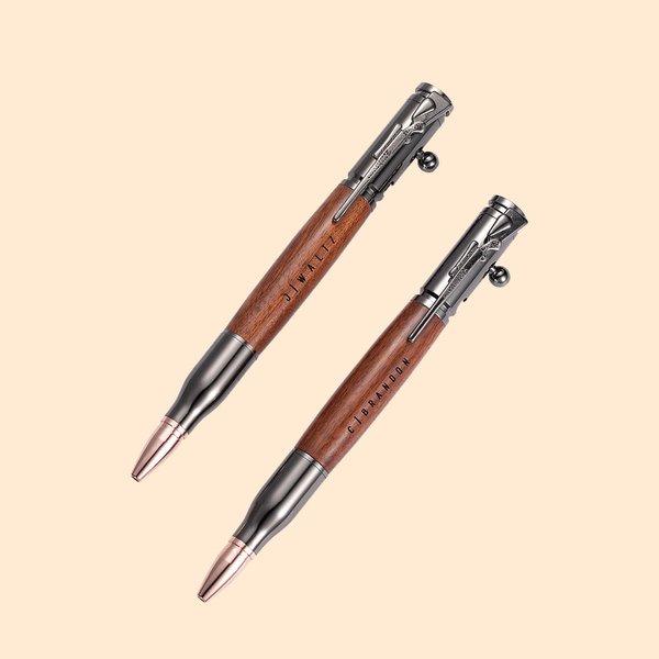 Stylo à Bille à Bouton Poussoir Rechargeable Personnalisé avec Texte Gravé Stylo en Bois Lisse Cadeau d'Anniversaire pour Homme Amateur d'Arme