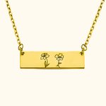 Birth Month Flower Mother's Family Bar Necklace