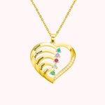 Name and Birthstone Family Heart Necklace