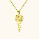 Collier Écriture Prénom Vertical Personnalisé Pendentif Balle Fleur Tournesol Cadeau pour Femme Amoureux de Sport