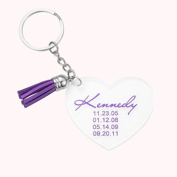 Mom or Grandma Engraved Tassel Keychain