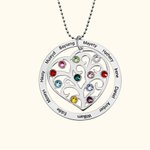 Personalized Family Tree Birthstone Necklace with Engraved Kid's Name Mother's Day Birthday Gift for Her