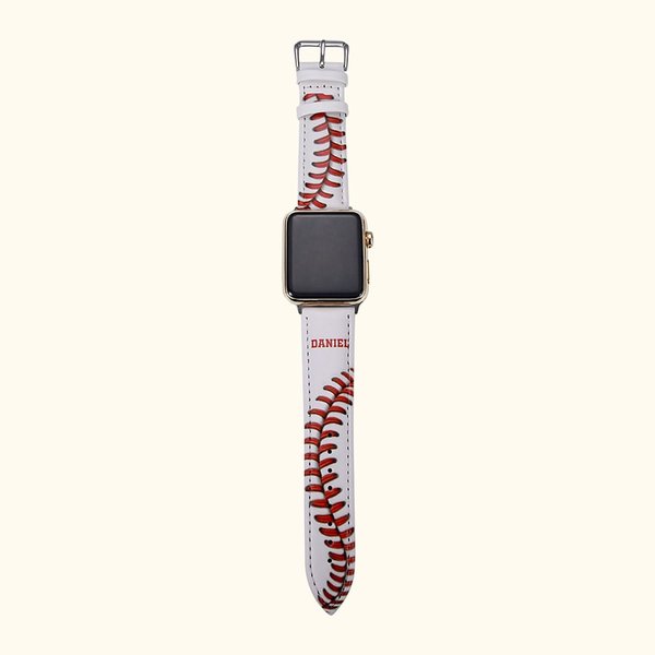 Baseball/Football Nahkainen Apple Watch ranneke kaiverruksella