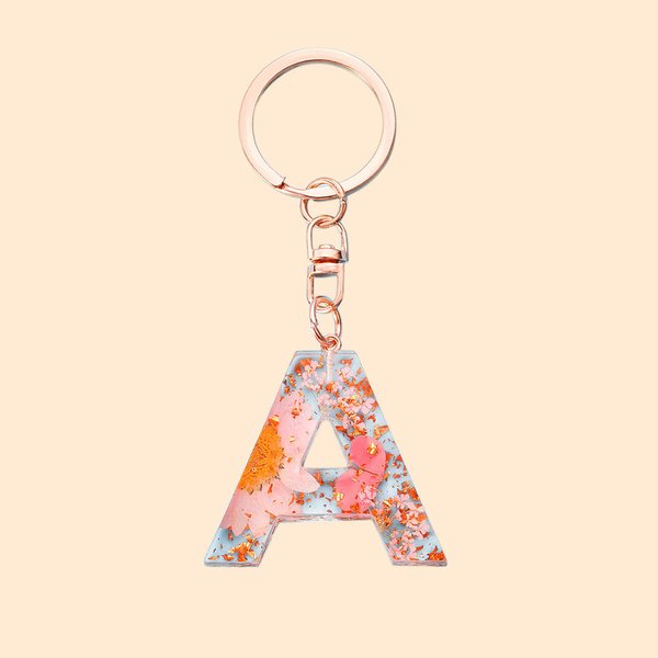 Flowers Resin Letter Keychain