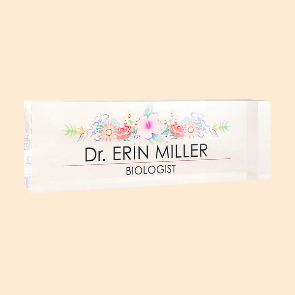 3D Table Floral NamePlate Office Decor