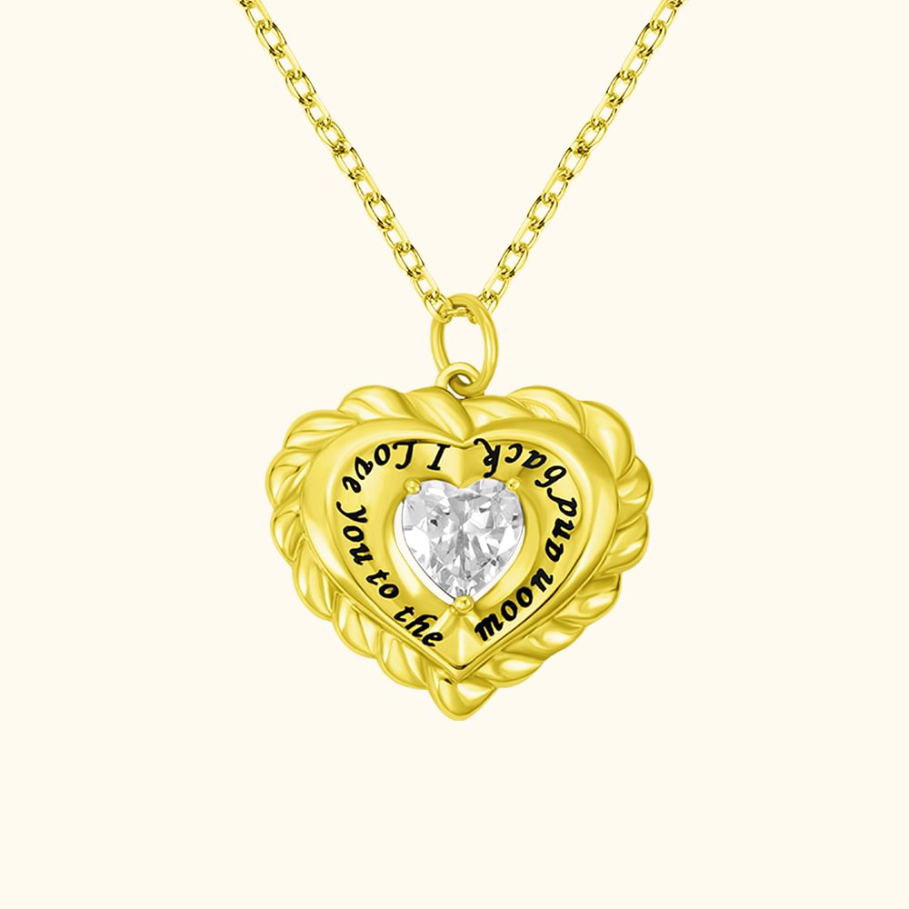 Collier Personnalisé avec Pierre de Naissance et Texte Collier de Gravure en Coeur Cadeau Saint-Valentin Anniversaire pour Femme