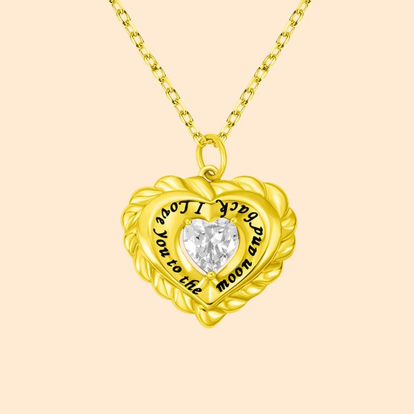Hart Geboortesteen Ketting met Custom Gravure