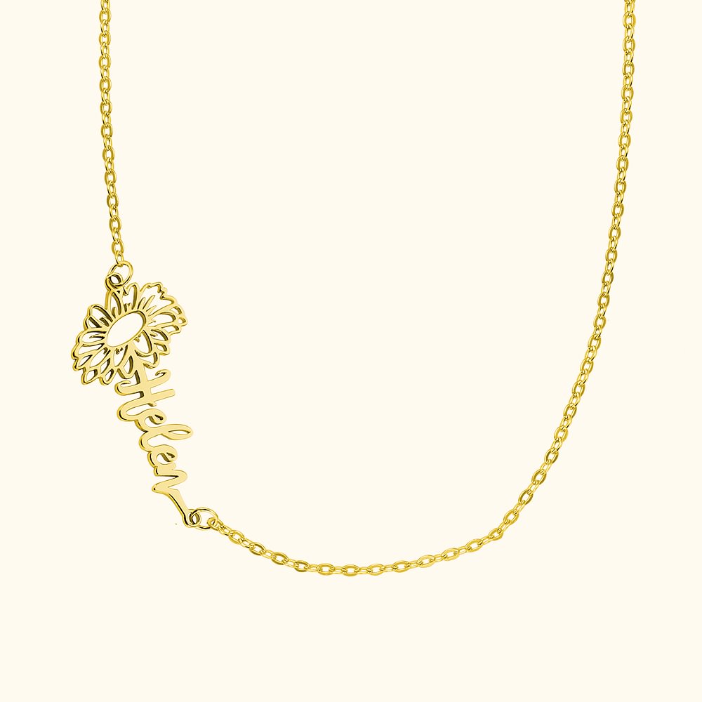 Collier Prénom Fleur Croyance Latérale Personnalisé