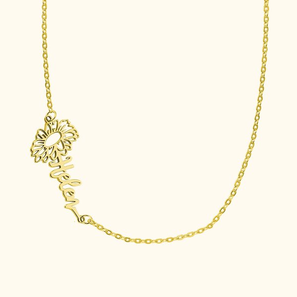 Flower Belief Sideway navnehalskjede