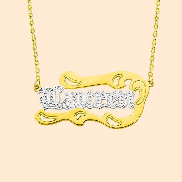 Diamond Cut Wave Name Necklace