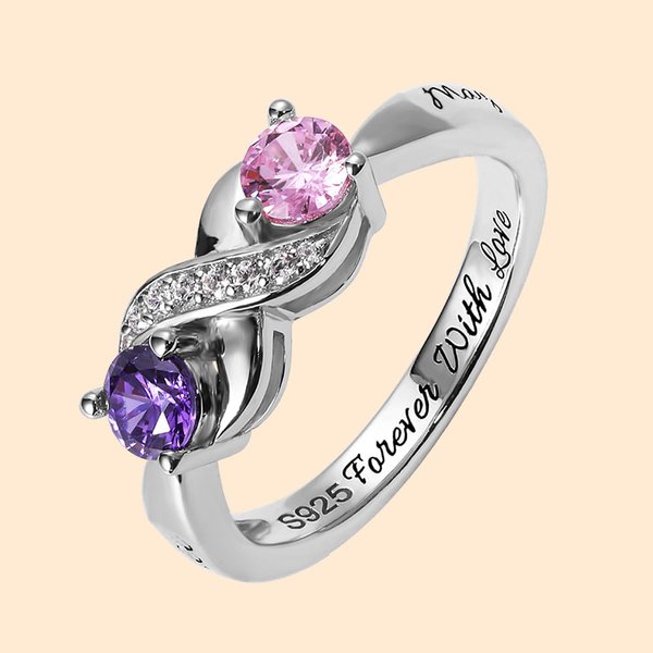 Unendlichkeit Versprechen Name Ring graviert Geburtsstein
