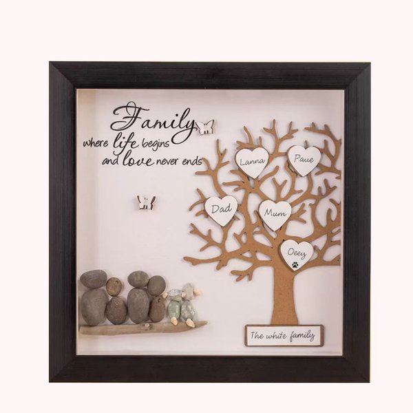 Pebble Art Family Tree Picture Frame