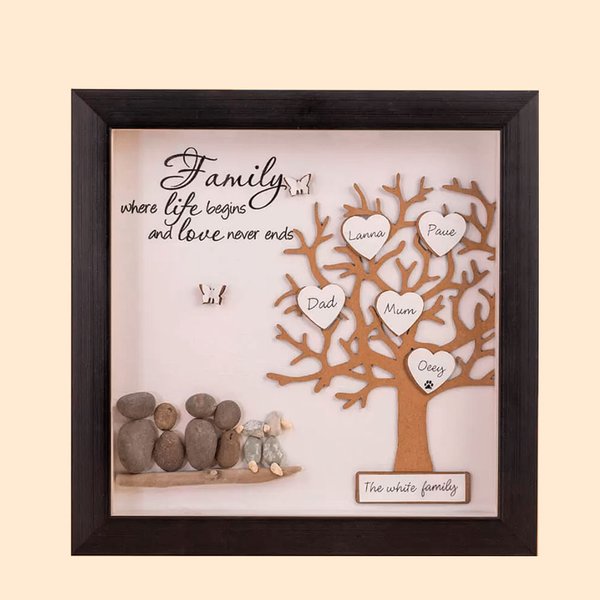 Cornice per albero genealogico personalizzata Pebble Art
