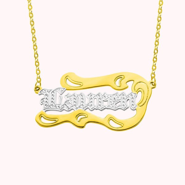 Diamond Cut Wave Name Necklace