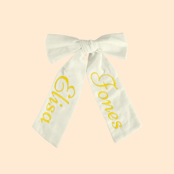 Bordado Nombre Pelo Largo Lazo Algodón