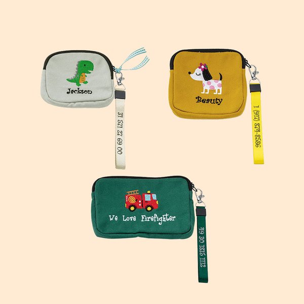 Portefeuille Personnalisé avec Nom et Numéro Brodés Porte-Monnaie en Toile à Motif de Dessin Animé Cadeau pour Fille Enfant