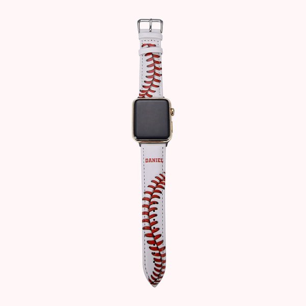 Bracelet Apple Watch en Cuir de Baseball/Football avec Gravure