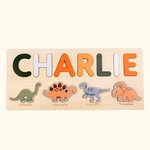 Custom Wood Dinosaur Name Puzzle for Kids