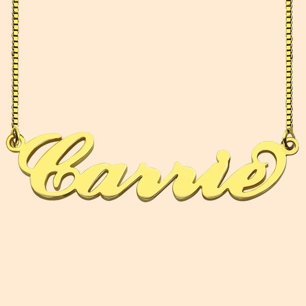 Collier Personnalisé avec Prénom Horizontal Collier Prénom Plaque en Argent pour Femme