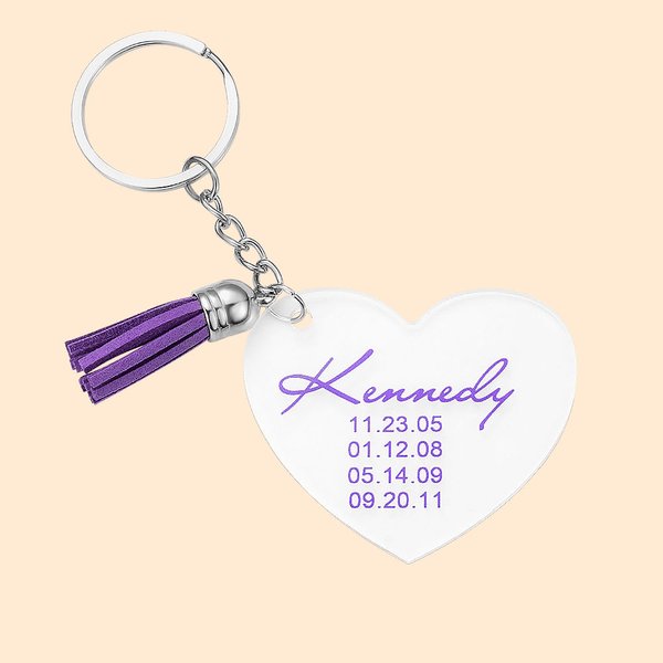 Mom or Grandma Custom Engraving Tassel Keychain