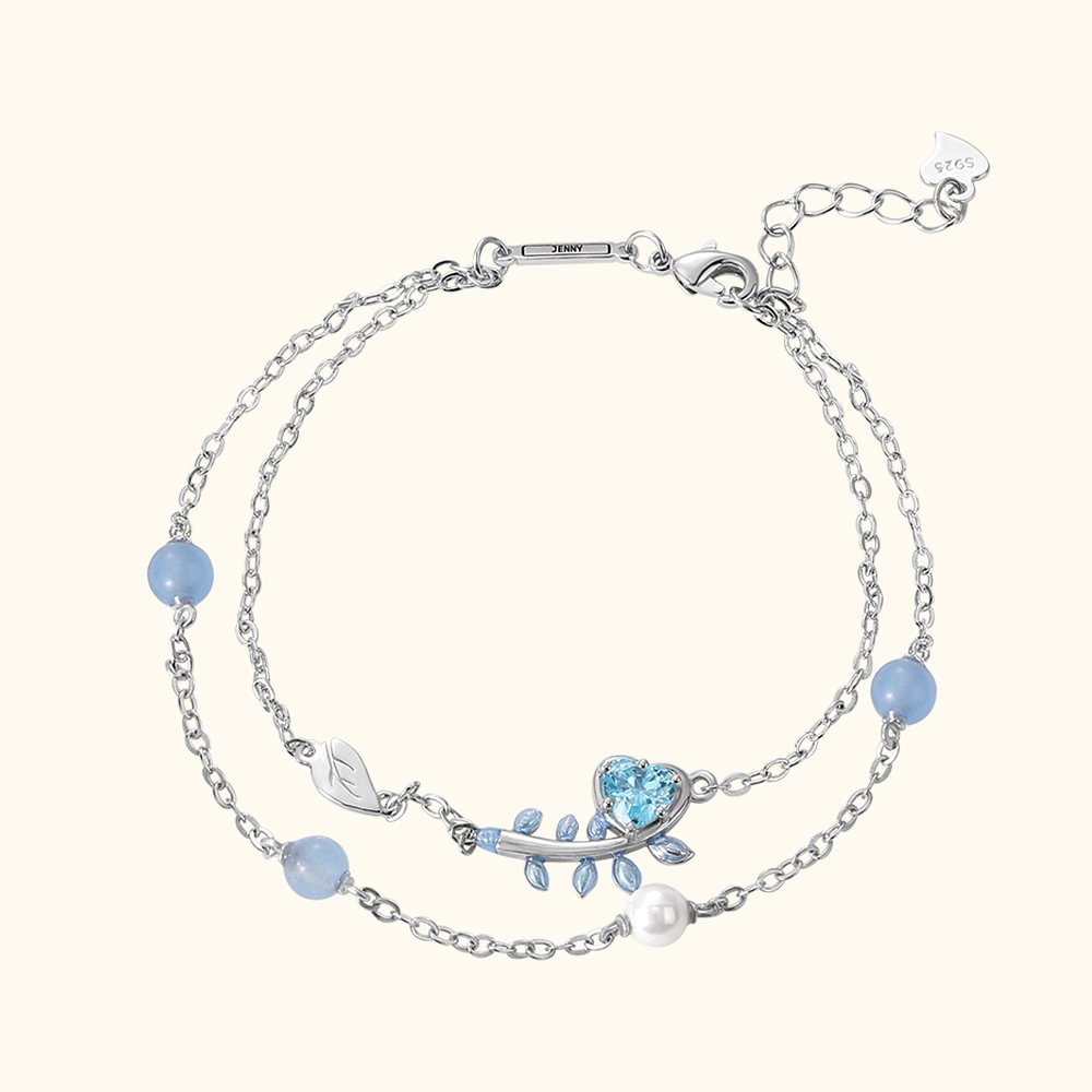 Bracelet de Mariage Feuilles de Vigne Double Couleurs Argent Massif