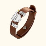 Pulsera de cuero con escudo para hombre con 1-20 nombres