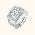 Personalisierte gravierte Sterling Silber Basketball Birthstone Ring mit Namen & Nummer Vatertag Geburtstag Geschenk für Vater Sportliebhaber