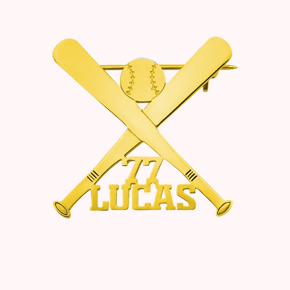 Broche de Batte de Baseball avec Numéro & Prénom Personnalisée