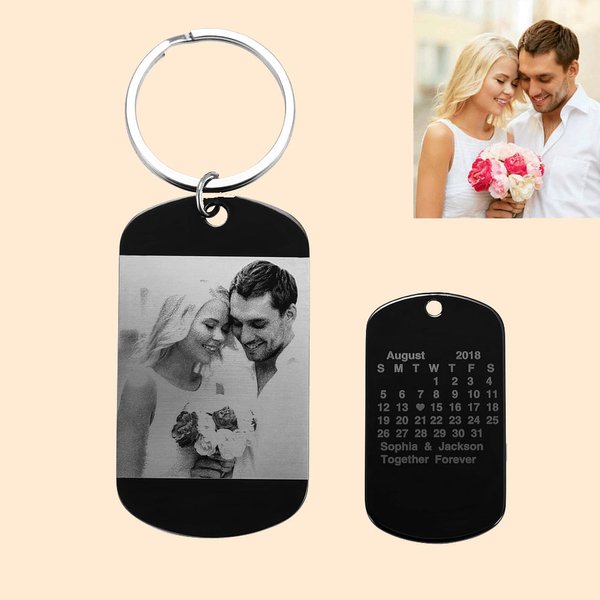 Calendrier photo Porte-clés chien Acier inoxydable