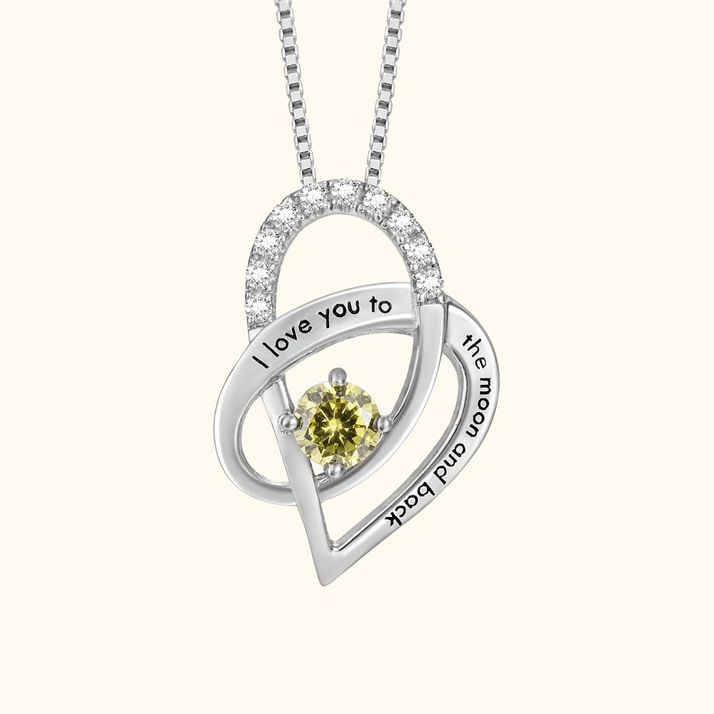 Pendentif Personnalisé avec Pierre de Naissance Collier avec Gravure I love you to the moon and back Cadeau pour Femme