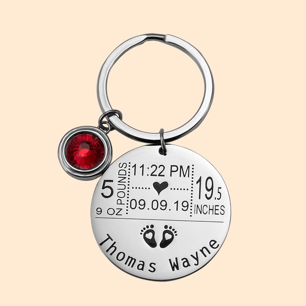 New Mom/Dad Baby Announcements Keychain