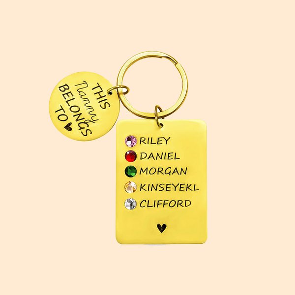 Engraved Birthstone Name Keychain for Mom