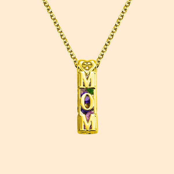 Collana con gabbia a barre mamma/mamma con pietre di compleanno per bambini