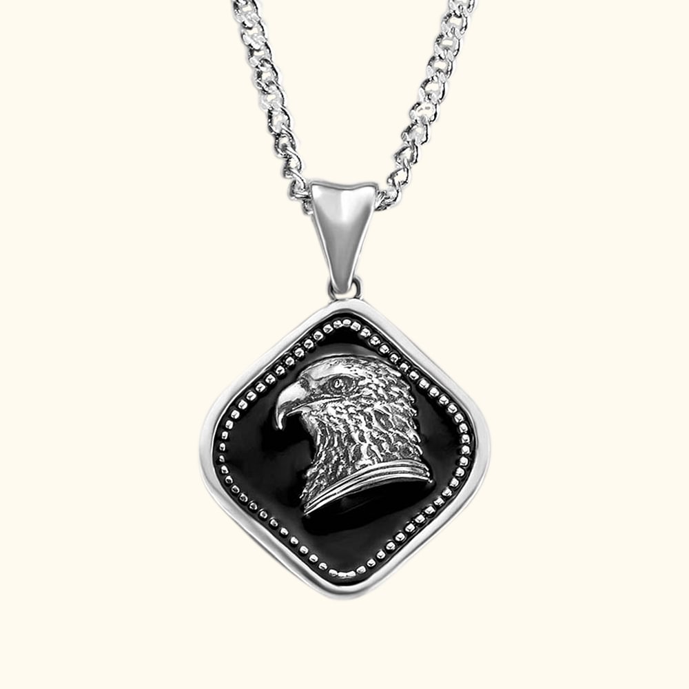 Collier avec Message Personnalisé Collier en Argent Gravure d'Aigle Cadeau pour Homme