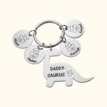 Personalized Engraved 1-10 Dinosaur Keychain with Names Father's Day Birthday Gift for Dad Grandpa