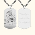 Personalized Engraved Photo Necklace with Text Father's Day Birthday Anniversary Gift for Men