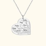 Collar personalizado del árbol de familia del corazón con el nombre grabado del cabrito Regalo del cumpleaños del día de madre para la mamá de la abue