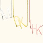 Large Sideways Initial Necklace Engraved Name
