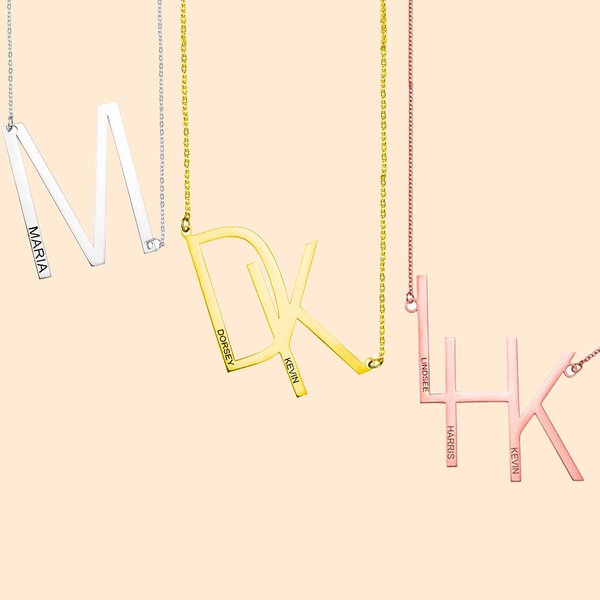 Large Initial Engraved Name Necklace
