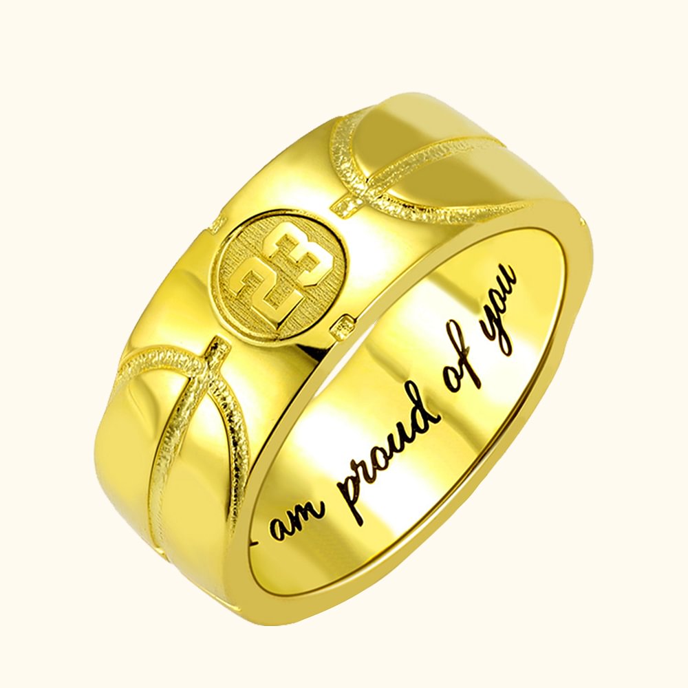 Bague Numéro de Basket-ball Gravée Personnalisée