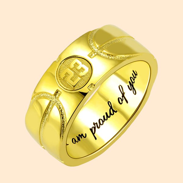 Anello con numero di pallone da basket inciso