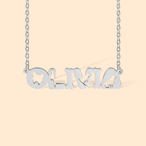 Personalized Cute Name Necklace with French Bulldog