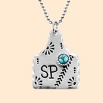 Personalized Cow Tag Turquoise Necklace