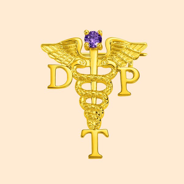 Épingle de diplôme de médecine Caducée RN Nurse avec pierre de naissance