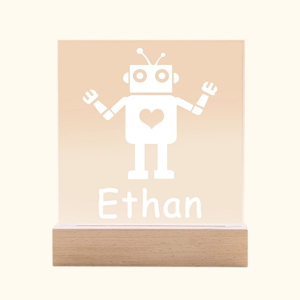 Robot Night Light for Children Engraved Name