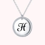 Disc Round CZ Initial Necklace